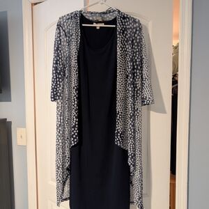 Haani Navy and White High Low Dress